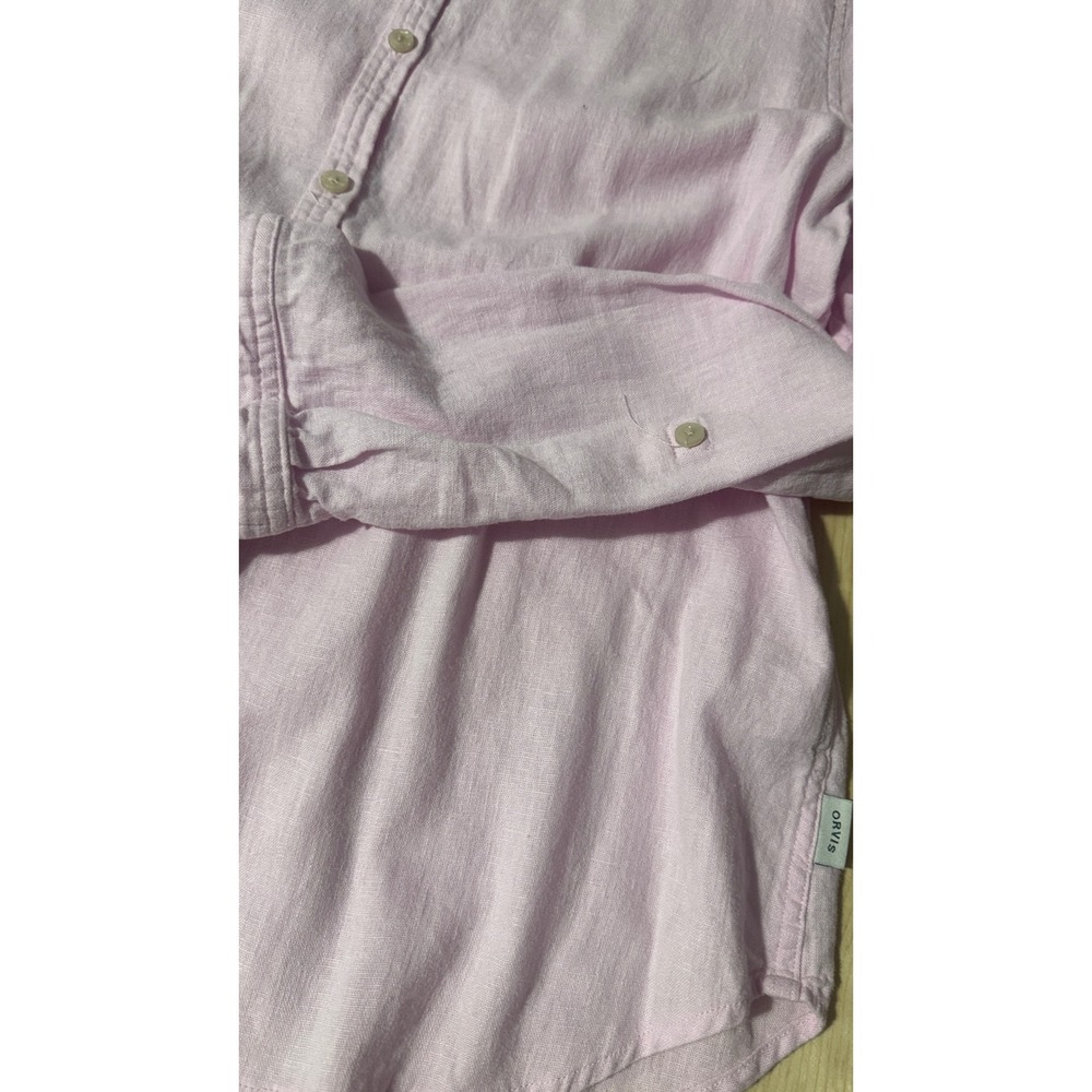 Orvis Classic Collection Pink Linen Blend Button Down Shirt Womens Large L/G - Picture 3 of 5